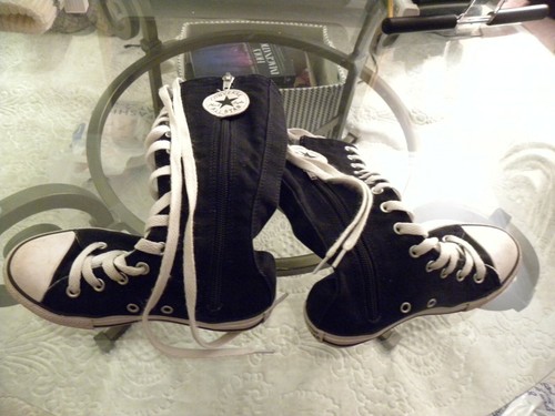 Converse Chuck Taylor All Star Mid-calf Junior 12 Side Zip Black Tall High  Tops | eBay