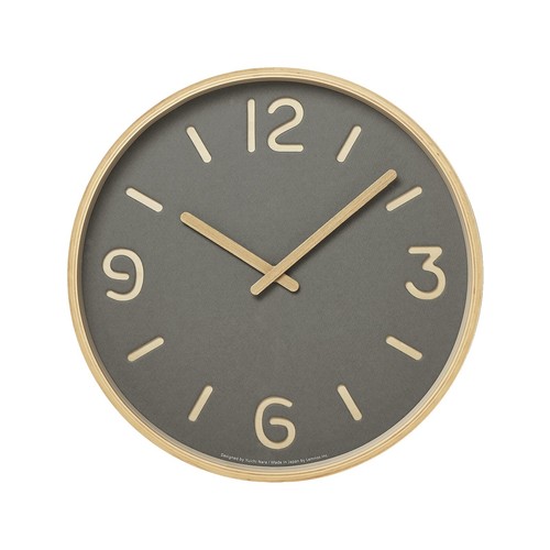 Lemnos Wall Clock Thomson Paper Analog Gray Wood NY18-15 GY 12inch