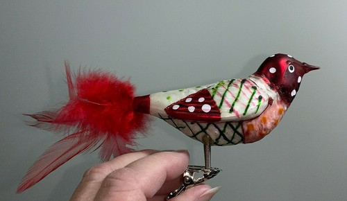 SEARS COUNTRY LIVING 3 Adornos de Vidrio PÁJAROS CON CLIP con Plumas Rojas - Imagen 4 de 12