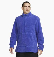 Nike Yoga Sherpa Faux Fur Fleece Sweatshirt Adult Large Loose Fit Royal Blue NWT