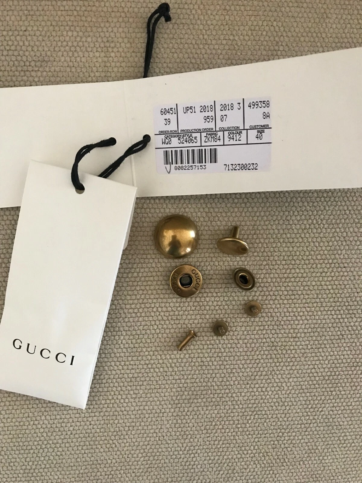 Robe manteau authentique neuve Gucci 2 boutons instantanés de remplacement ton or jupe jean (7 pièces)
