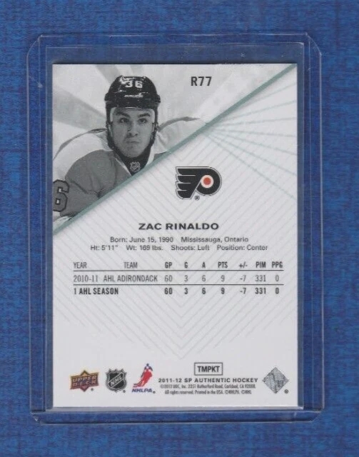 2011-12 SP Authentic Hockey Rookie Extended # R77 Zac Rinaldo - Image 2 of 2