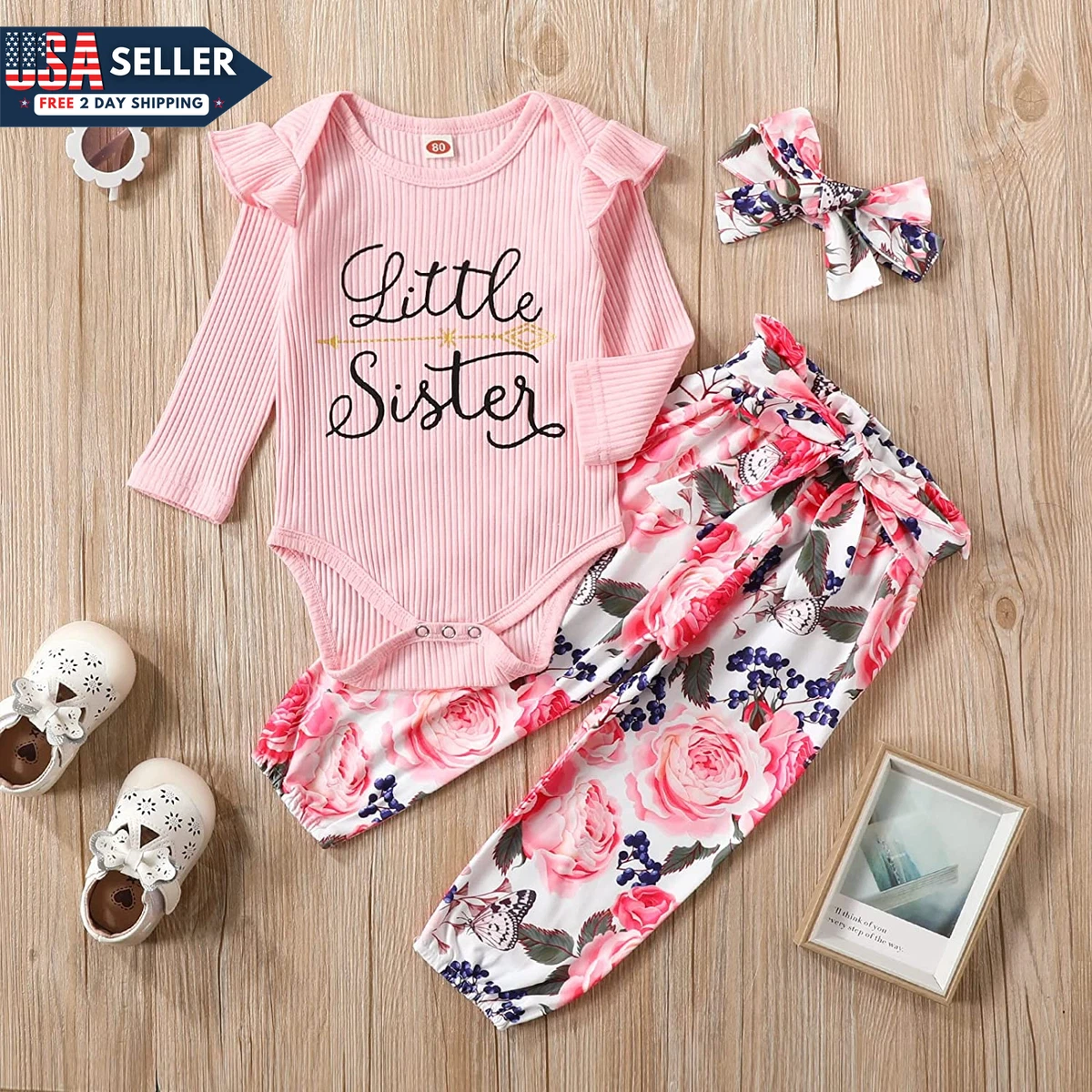 Newborn Baby Girl Clothes Big Sister Little Sister Matching Outfits Infant Rompe