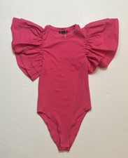 NWT Zara Medium Pink Ruffle Sleeve Bodysuit