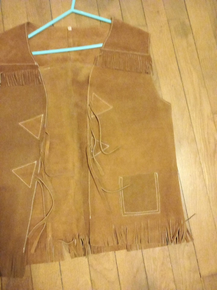 Veste Country Daim Marron Sans Manche - Photo 3/4