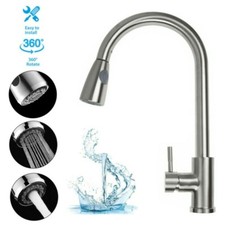 Luxury Silver Kitchen Sink Faucet Pull Out Sprayer Single Handle with Cover US