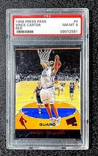 PSA 8 NM/MT #4 VINCE CARTER RC 1998 PRESS PASS RED SOLO 1 OF 1 G3795