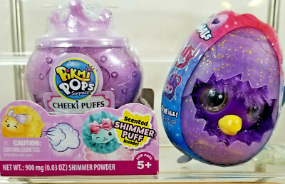 2 Toys Pikmi Pops Cheeki Puff Scented Shimmer & Powder & HATCHIMALS Glitr Garden
