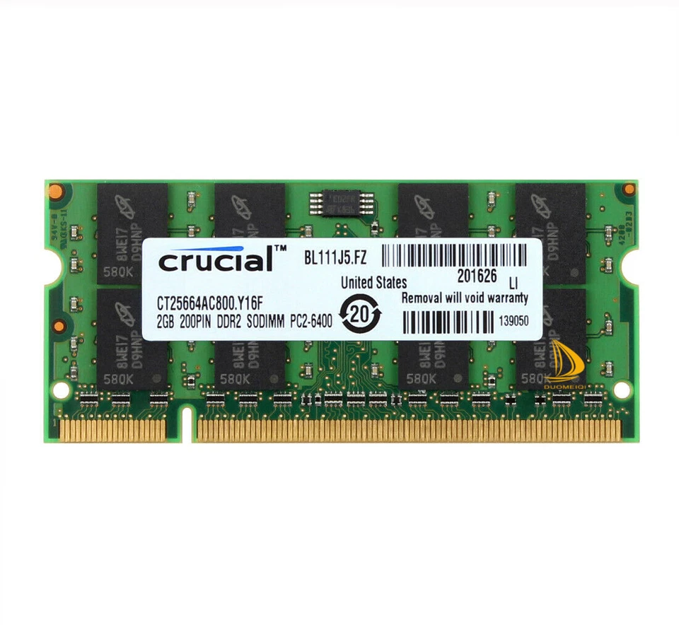 Lot Crucial 8GB 4GB 2GB 2RX8 PC2-6400 DDR2-800MHz 200pin SODIMM Laptop Memory #9 - Image 3 of 4
