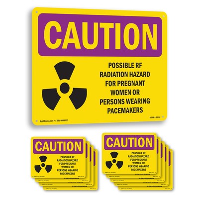 Possible RF Radiation Hazard With Symbol OSHA Caution Radiation Sign 5/10 Pack