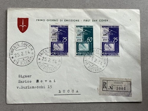 p) Envelope FDC Italy Republic Trieste AMG FTT Televione 1954