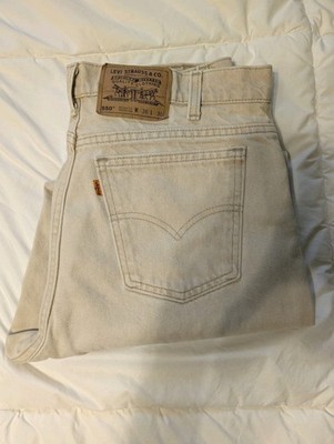 Vintage Levi s 550 ORANGE TAB! MADE IN USA Cream Jeans 36X30