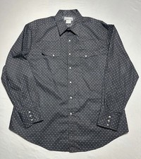 Wrangler Wrancher Western Snap Shirt Geometric Gray Blue Pattern XL Long Sleeve