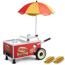 VEVOR Hot Dog Steamer Cart 1200W Electric Steam Machine 86-203&deg;F Temp Adjustable