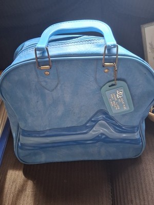 Vintage Retro Blue Bowling Ball Bag.