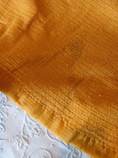 Vtg Blanket Waffle Weave Acrylic Gold Satin Trim 88 X 68