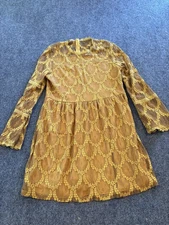 VTG Xhilaration Dress Womens Large Yellow Lace Long Sleeve Floral Boho Mini