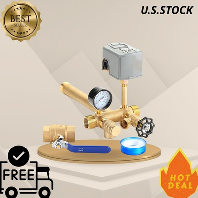 #ad 1x11 inch well pressure tank tee kit with 40 60 psi switch brass $45.73