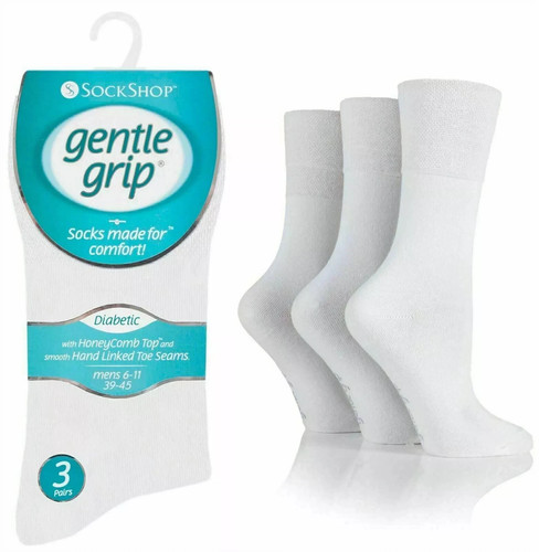 Calcetines suaves no elásticos para diabéticos Gentle Grip® de panal para hombre y mujer Reino Unido 6-11 - Imagen 2 de 7