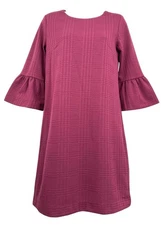 BANANA REPUBLIC Womens XS Cranberry Red Shift Dress 3/4 Bell Sleeves Knee Length