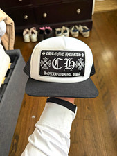 Chrome Hearts Black/White Trucker Hat Mesh Back Adjustable One Size Logo