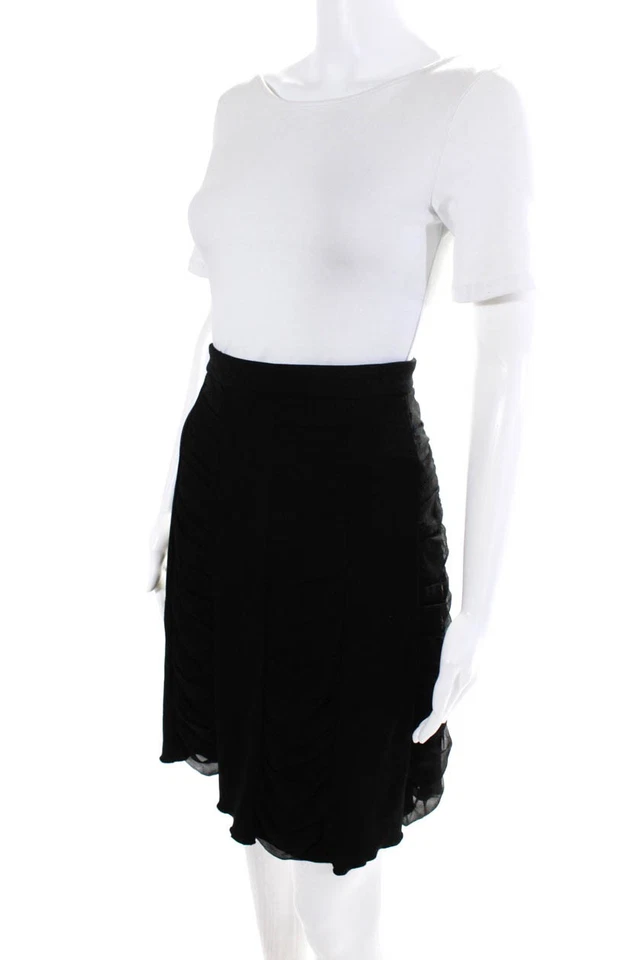 Saia Diane Von Furstenberg Feminina Lã Plissada Lateral com Zíper Linha A Preta Tamanho 8 - Imagem 2 de 4