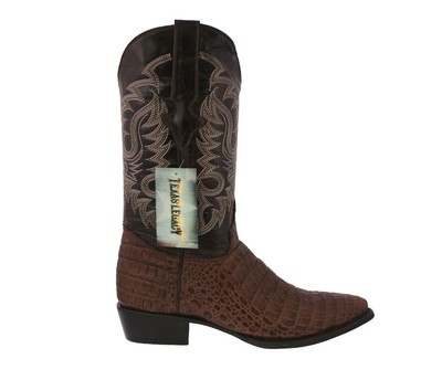 Mens Brown Cowboy Boots Real Leather Embossed Crocodile  display picture 3