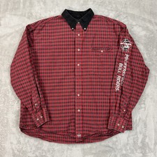 Wrangler PBR Shirt Mens XL Professional Bull Riders Red Plaid Western Cowboy
