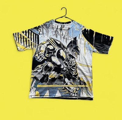 Batman Vs Predator Sz.XL Shirt Double Sided Graphic Tee DC Comics All Over Print