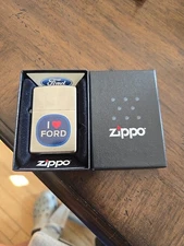 ZIPPO "I LOVE FORD" BRUSHED CHROME COLOR LIGHTER ** NEW **