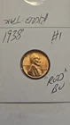 wheat penny 1938 SHARP RED BU 1938-P LINCOLN CENT LOT #1 UNC RED LUSTER