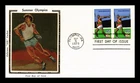 US COVER SUMMER OLYMPICS DECATHLON FDC PAIR COLORANO SILK CACHET