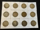 Lot: 12 Barber Half Dollars, 90% silver, circulated, 1901-1915