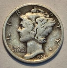 Very Good++ 1924 D Nicer Low Mintage Mercury Dime