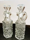 Vintage Anchor Hocking Wexford Clear Glass Vinegar & Oil Cruets with Stoppers