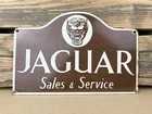 VINTAGE 12x8" JAGUAR SALES SERVICE DEALER GASOLINE STATION PORCELAIN OIL SIGN