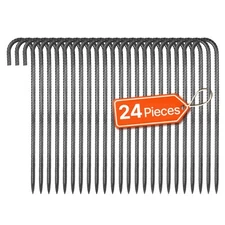 VEVOR 16In 24Pack Rebar Stakes Heavy Duty J Hook Galvanized Steel Ground Anchors