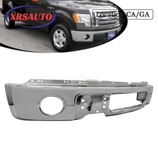 Fit For 2009-2014 Ford F150 NEW Chrome Steel Front Bumper Face Bar w/Fog Hole