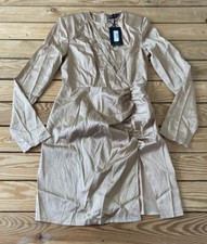 pretty little thing NWT women’s satin extreme plunge ruched bodycon dress 4 P6