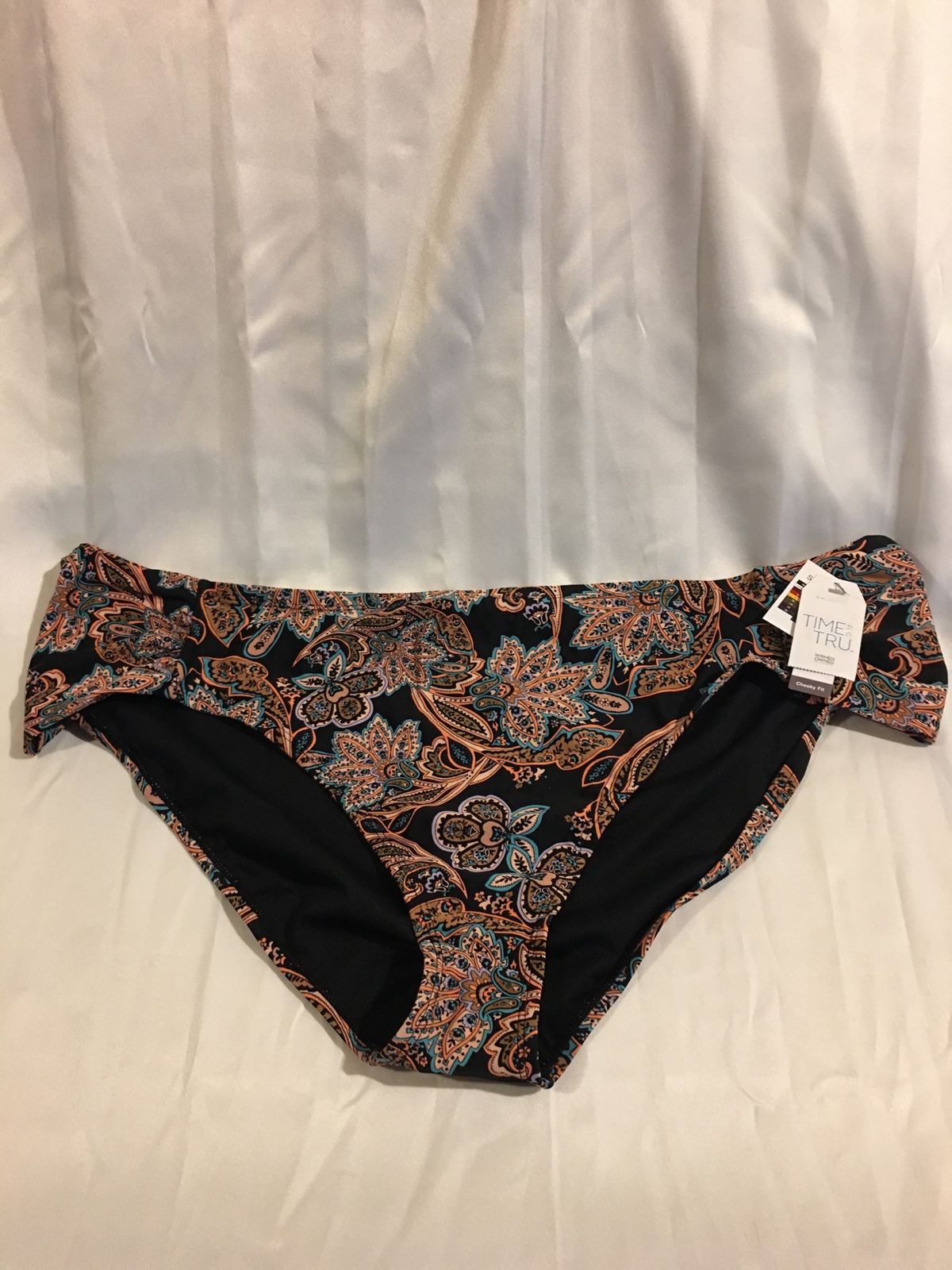 Plus Size 3X Black Floral Low Rise Bikini Swim Bottom-image