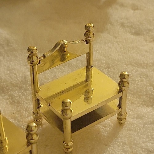 VINTAGE LUNDBY DOLLHOUSE Miniatures Side Tables Faux Brass - Picture 3 of 6