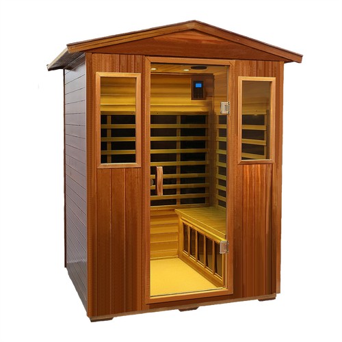 Outdoor Far Infraed Sauna Khaya Wood Sauna Room for 4 Person Low EMF Detox 2050W - Picture 7 of 11