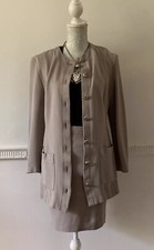 Dieter Heupel Vintage 1980er taupe Viskose Mischung Cardigan Rock Anzug UK Größe 12