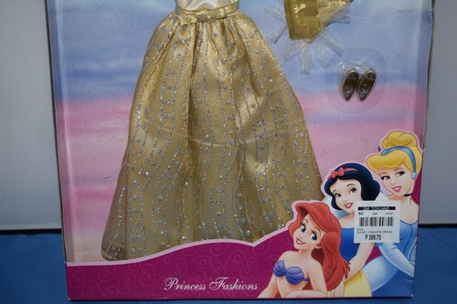 Disney Princess Doll Gold Dress & Shoes Outfit Clothes Set Pack #4333 NIB ~ G2 - Picture 2 of 5