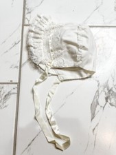 Vintage White and Yellow Bonnet size 15 12/ 18 months