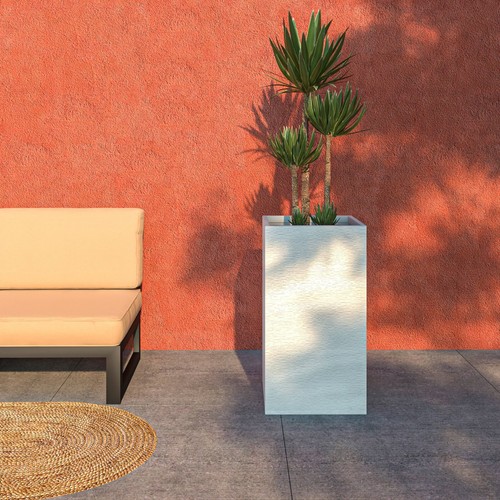 LeisureMod Basalt Talll Square Fiberstone & MGO Clay Planter for Indoor Outdoor - Picture 18 of 19