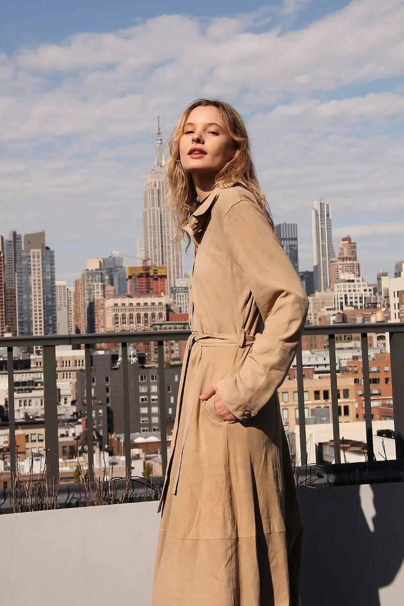 Free People Long Safari Trench Coat x Brenda Knight Size S Leather eBay