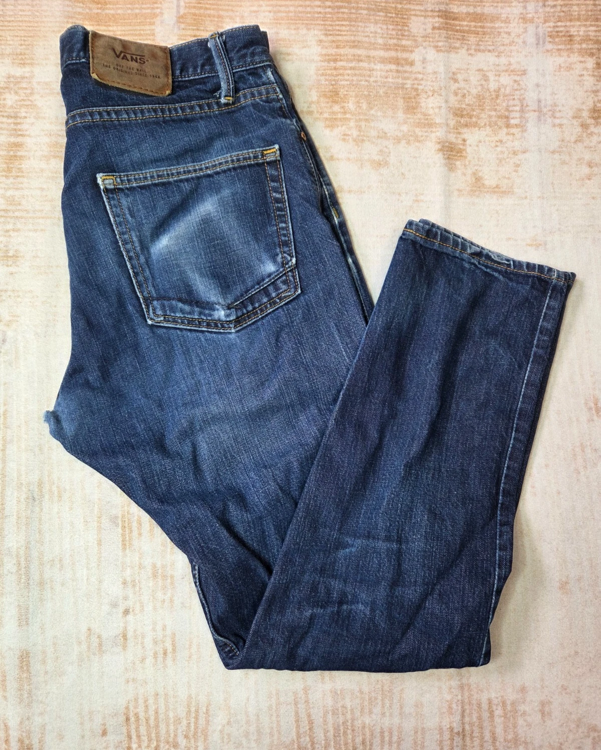 Jeans uomo Vans blu 34x32 cotone bianco rovere cono denim V46 conico