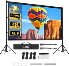 150In Projector Screen with Stand,Portable 16:9 4K HD Indoor Outdoor Projection