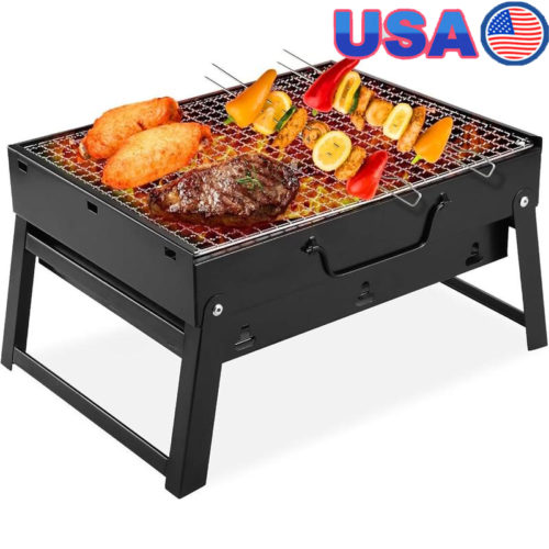 Folding Portable Charcoal Grill Lightweight BBQ Outdoor Camping Family Use New